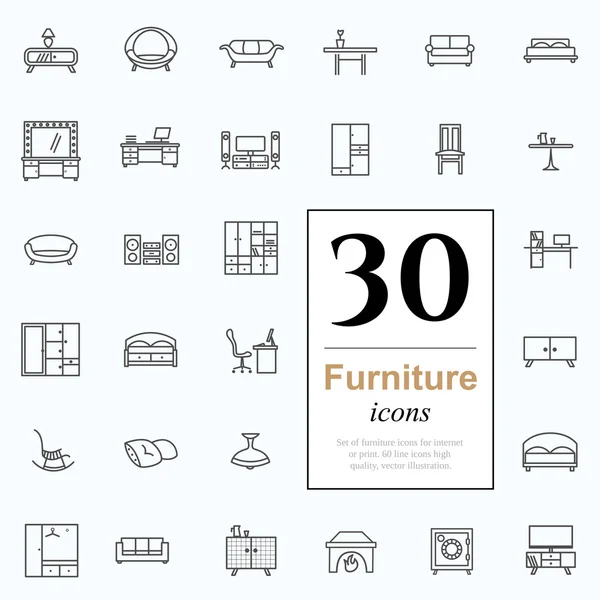 30 iconos de muebles — Archivo Imágenes Vectoriales