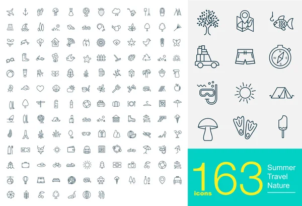 163 iconos de línea Ilustración De Stock