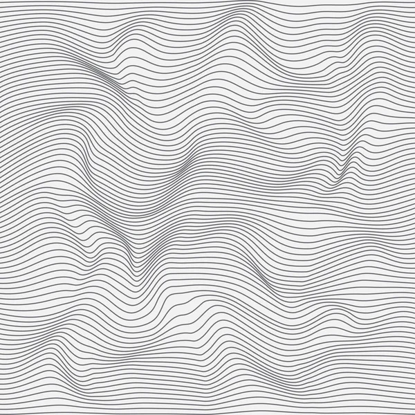 Wellenförmige Monochrome Lineare Textur Ein Abstrakter Reliefhintergrund Mit Optischer Täuschung — Stockvektor