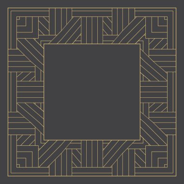 Metin için yeri olan doğrusal dekoratif çerçeve. Minimalist vektör süsü. Monogram, tebrik kartı, düğün davetiyesi. Vektör grafikleri.