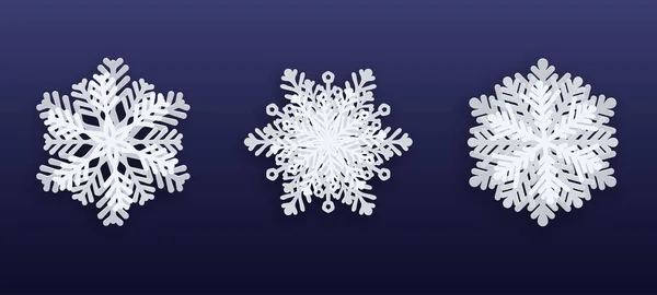 Collection Vector Snowflakes Shadow Fiolet White Christmas Background Design New — Vetor de Stock