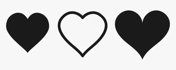 Ένα Σύνολο Από Σχεδιασμένες Σιλουέτες Μορφή Καρδιάς Σύμβολο Της Αγάπης — Διανυσματικό Αρχείο