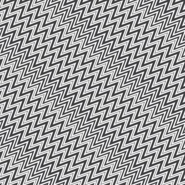 Kusursuz soyut bir arkaplan. Çeşitli kalınlıktaki çizgilerden oluşan çapraz bir zigzag ile yapılmış geometrik bir süs. Vektör illüstrasyonu.