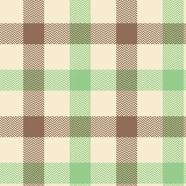 Plaid Pattern Vector Background Green Brown Beige Modern Seamless Texture — Stock Vector