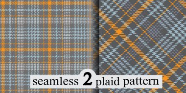Tartan deseni ayarlandı. Soyut kontrollü, kusursuz arkaplan. Düz ve eğimli İskoç kafesi. Kumaşlar, gömlekler ve tekstil üzerine vektör grafikleri.