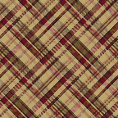 Ekose desenli arka plan kahverengi, kırmızı, siyah. Modern, pürüzsüz piksel dokusu, ringa kemiği. Renkli İskoç köşegen kafesi. Kumaşlar, gömlekler ve tekstil üzerine vektör grafikleri.