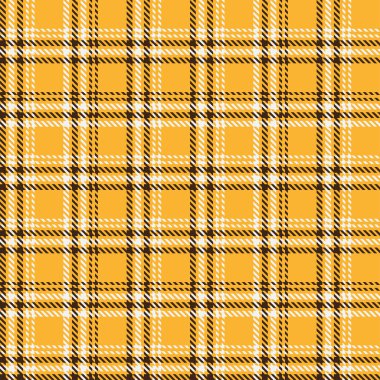 Glen ekose desenli sarı, kırmızı, beyaz. Kusursuz bir arka plan. Renkli İskoç kafesi. Soyut doku. Kumaşlar, gömlekler ve tekstil üzerine vektör grafikleri.