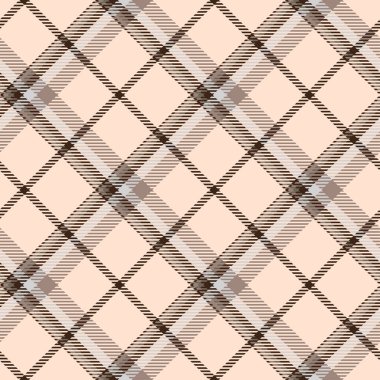 Glen ekose desenli bej, kahverengi, gri. Kusursuz bir arka plan. Renkli İskoç köşegen kafesi. Soyut doku. Kumaşlar, gömlekler ve tekstil üzerine vektör grafikleri.