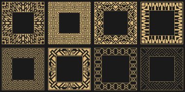 Klasik dairesel süs kur. Dekoratif dikdörtgen şekilli çerçeveler. Mesaj için yer. Lüks malların, logoların, monogramların tasarım elementlerinin sanat süsü. Vektör illüstrasyonu.