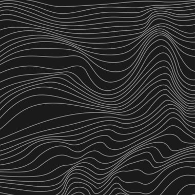 Dalgalı doğrusal soyut doku. Optik çarpıtma yanılsaması olan siyah beyaz bir arka plan. Vektör grafik tasarımı.
