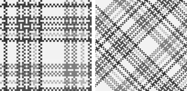 Abstrait Noir Blanc Plaid Fond Sans Couture Ensemble Motifs Tartan — Image vectorielle