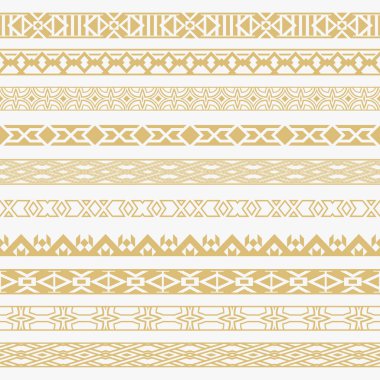 Vektör kümesi. Eski bir süs. Çeşitli sayfa ve belgelerin metin ve icrası için altın sınırlar. Tasarım elemanları. Vektör grafikleri.