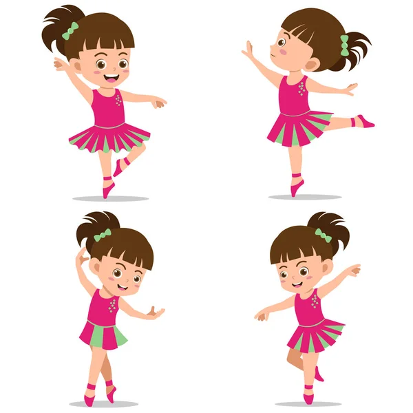 一套快乐的孩子跳舞芭蕾 — 图库矢量图片