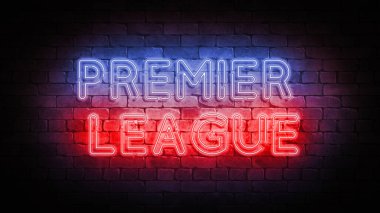 Bir duvarda Premier Lig neon tabelası var. 3D hazırlama posteri