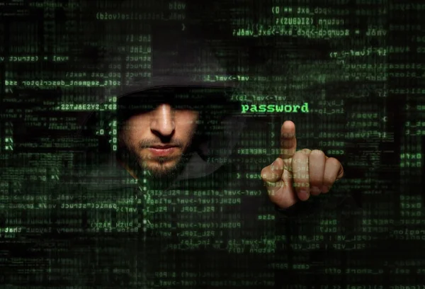 Sicht auf die Arbeit der Hacker — Stockfoto