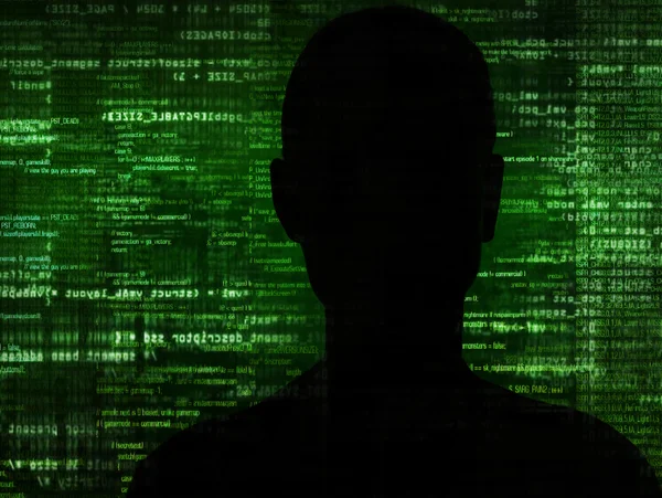 Sicht auf die Arbeit der Hacker — Stockfoto