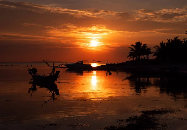 Hora Pôr Sol Acima Oceano Imagem De Stock