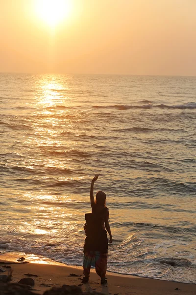 A Goa homokos strand Sunset — Stock Fotó