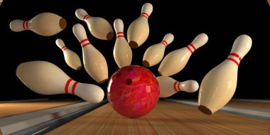 Bowling grevi. Pistte Skittles ve bowling topu