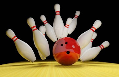 Bowling grevi. Pistte Skittles ve bowling topu
