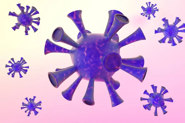 Coronavirus en un fondo abstracto. Renderizado 3D — Foto de Stock