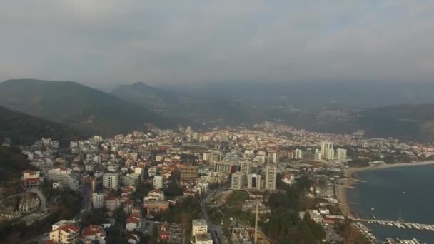 De nieuwe stad van Budva in Montenegro — Stockvideo