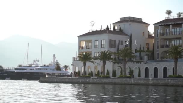 Widok na luksusowy hotel w Porto Monteregro w Tivat — Wideo stockowe