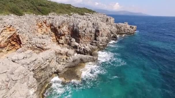 Rocky coast on the Lustica peninsula in Montenegro — Stock Video