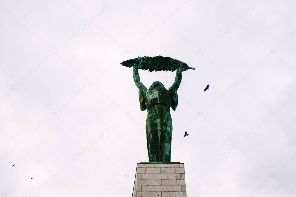 Liberty statue at the Citadella on Gellert Hill in Budapest, Hungary