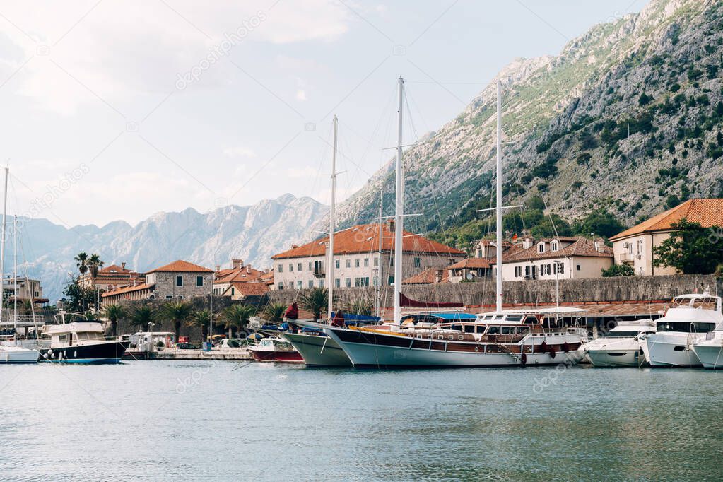 Pier near old town Kotor, Montenegro, beautiful panaramic view.