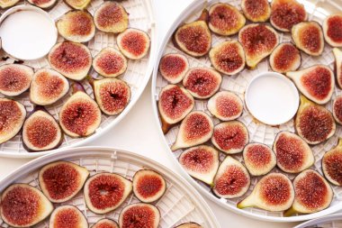 Masadaki kurutucu tabaklarda meyve kurutma işlemi