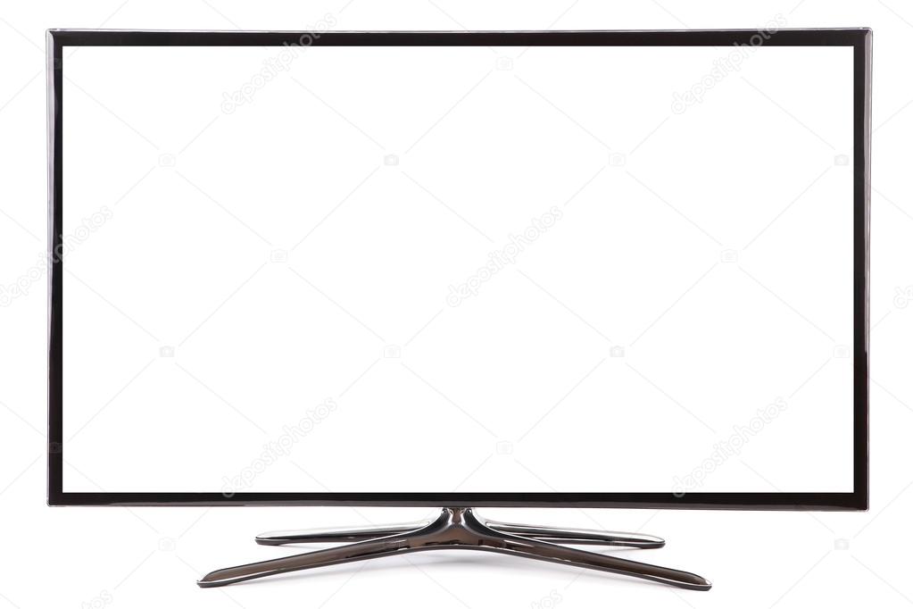 Smart tv widescreen led tv monitor isolated on white 