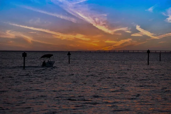 Coucher Soleil Sur Les Eaux Golfe Mexique Dans Panhandle Floride — Photo