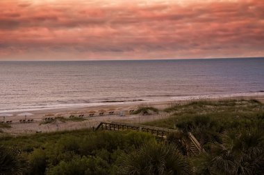 Magenta sky over the Atlantic Ocean and Amelia Island Beach in Florida clipart