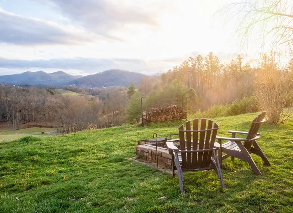 Sole Che Tramonta Sulla Valle Sulle Montagne Della Carolina Del — Foto Stock