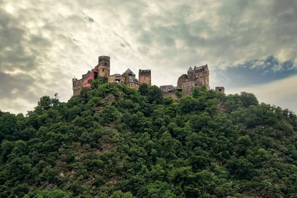 Германия Река Рейн Июля 2017 Года Замок Расположен Высоко Склоне — стоковое фото