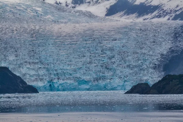 Blue Ice Que Forma Uma Geleira Nos Muitos Fiordes Alasca — Fotografia de Stock