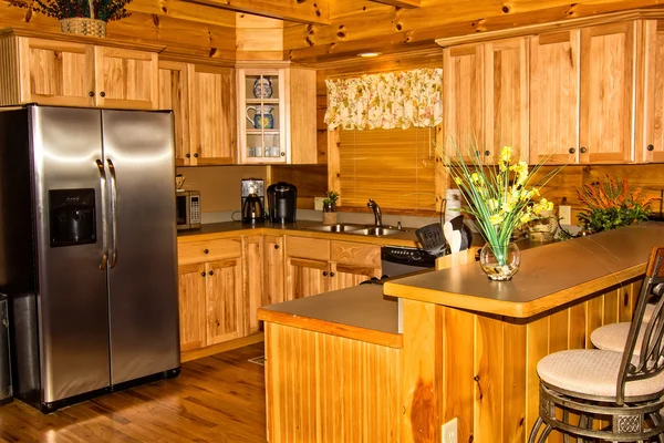 Kitchen in a Log Cabin — Stock Photo, Image