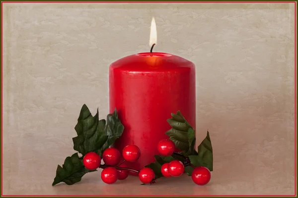 Holiday Decorations with Candle — Stock Photo, Image