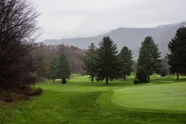 Paisagem de Campo de Golfe Foggy — Fotografia de Stock