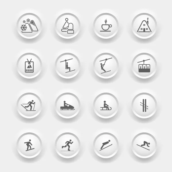 Zimowe ikon - przycisków zestaw — Wektor stockowy