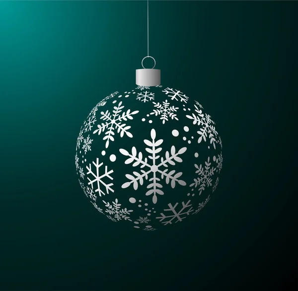 Vector Christmas ball on green background — Stock Vector