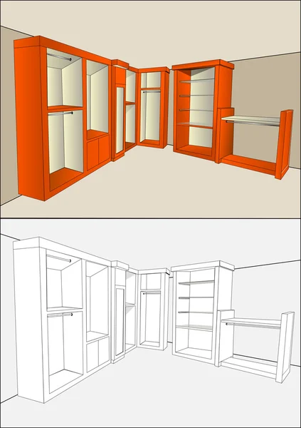 Kledingkast gemaakt van hout — Stockvector