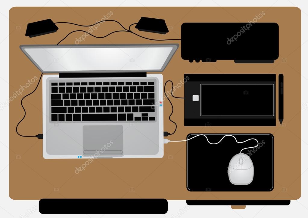 My Work Desk Neat Stock Vector C Archam 113910736