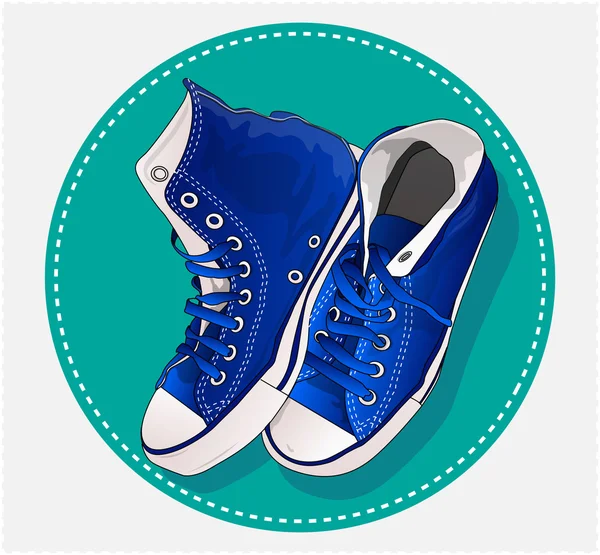 I love blue sneakers — Stock Vector