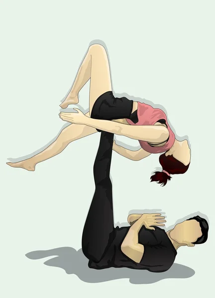 Pareja de acro yoga — Vector de stock