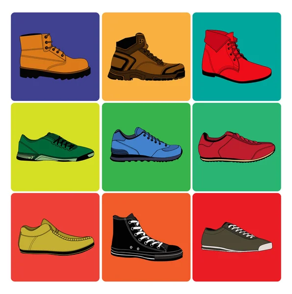 Todo tipo de zapatos de hombre — Vector de stock