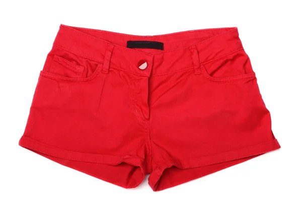 Red female denim shorts — Stock Photo, Image