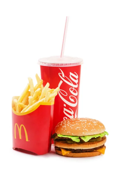 Big Mac, французский картофель и Кока-Кола пить Лицензионные Стоковые Фото