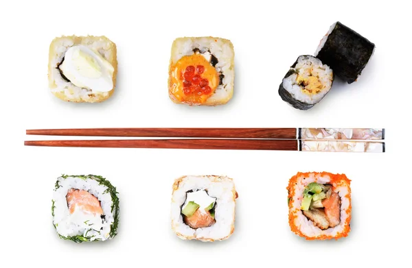 Rotolo di sushi con bacchette — Foto Stock